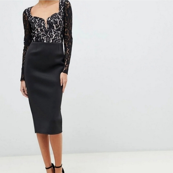 🍒NWT🍒 SEXY BLACK MIDI DRESS - Picture 2 of 8